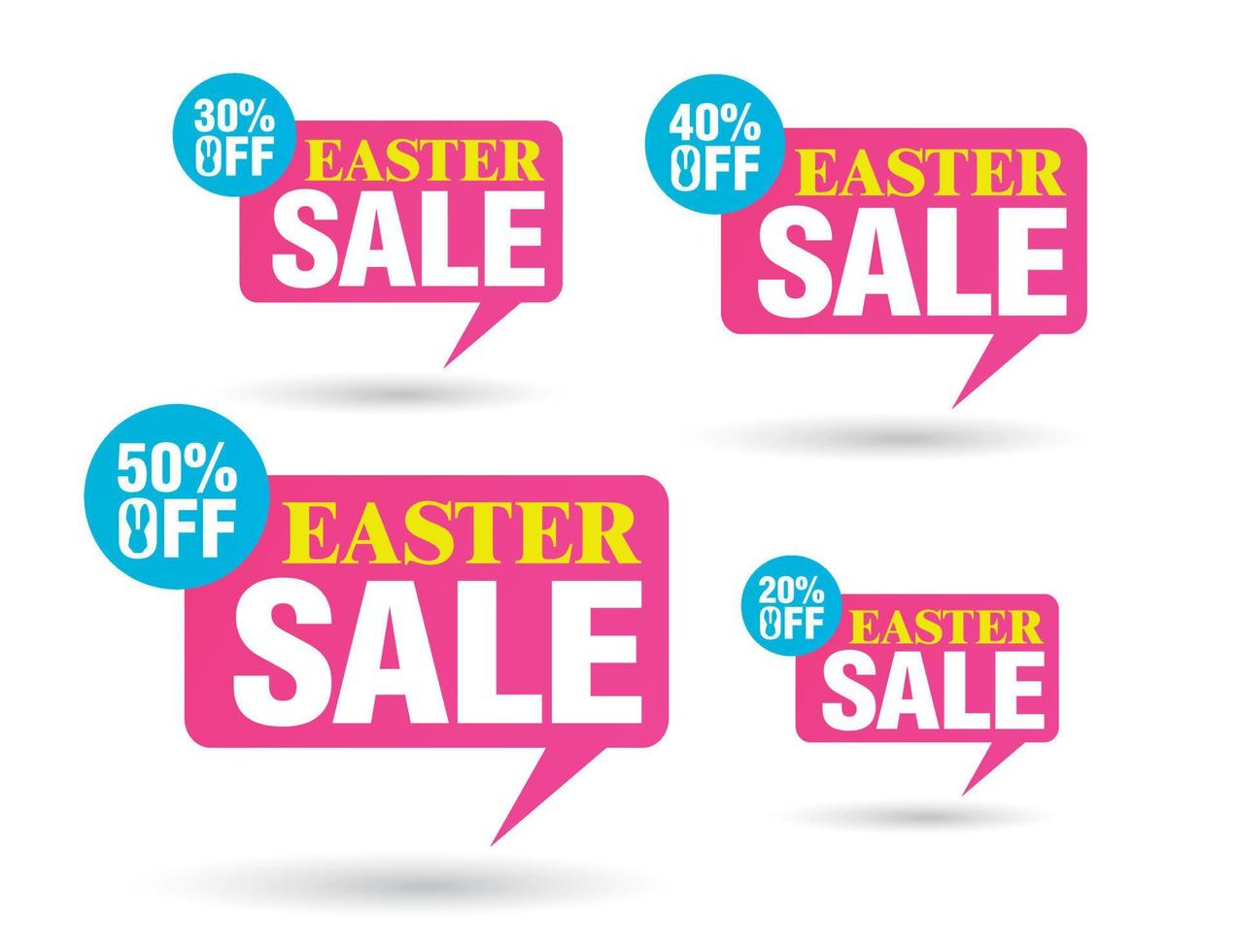 Easter sale tag speech bubble. Set of 20, 30, 40, 50 off discount vector