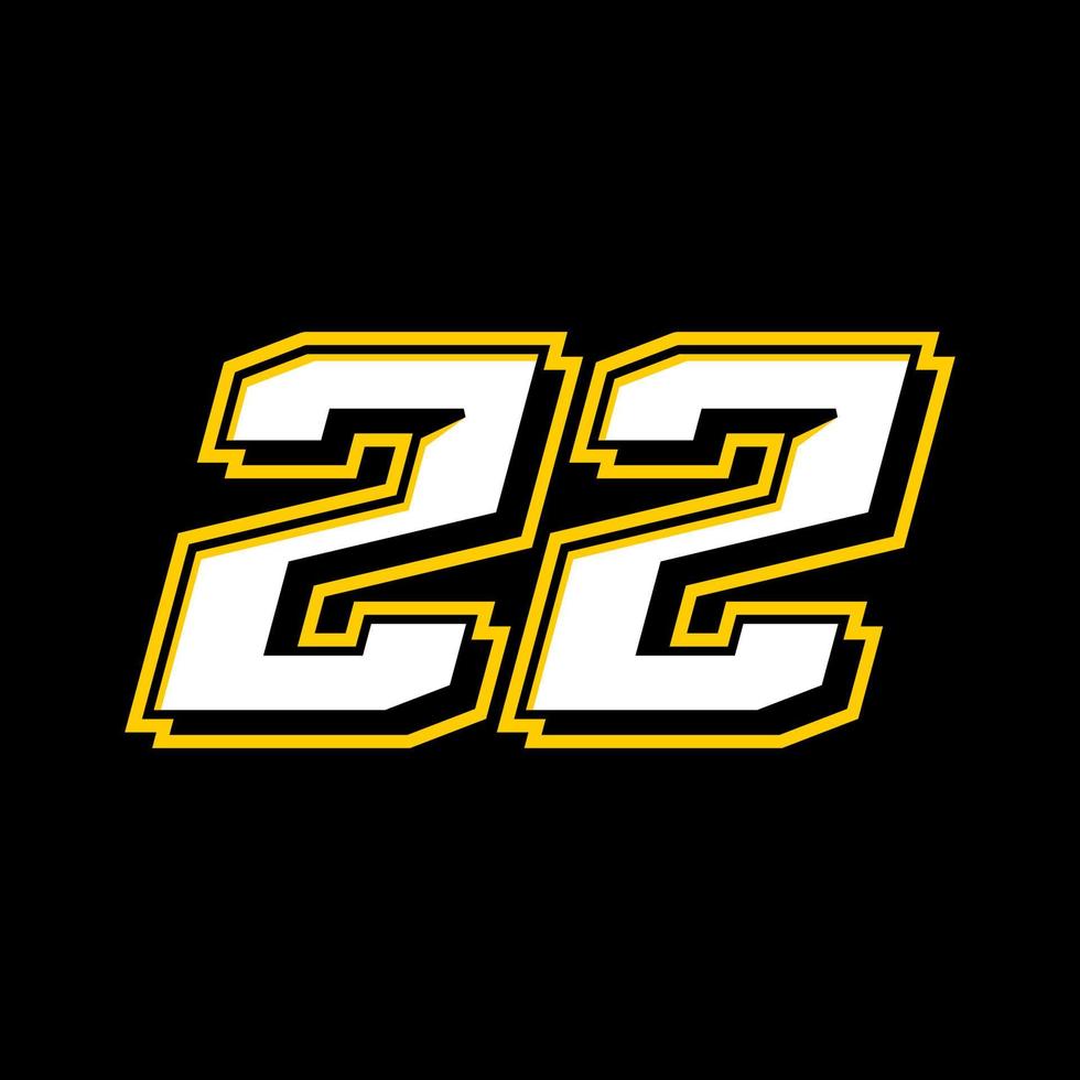 deporte carreras número 22 logo diseño vector
