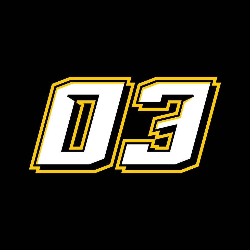 deporte carreras número 03 logo diseño vector