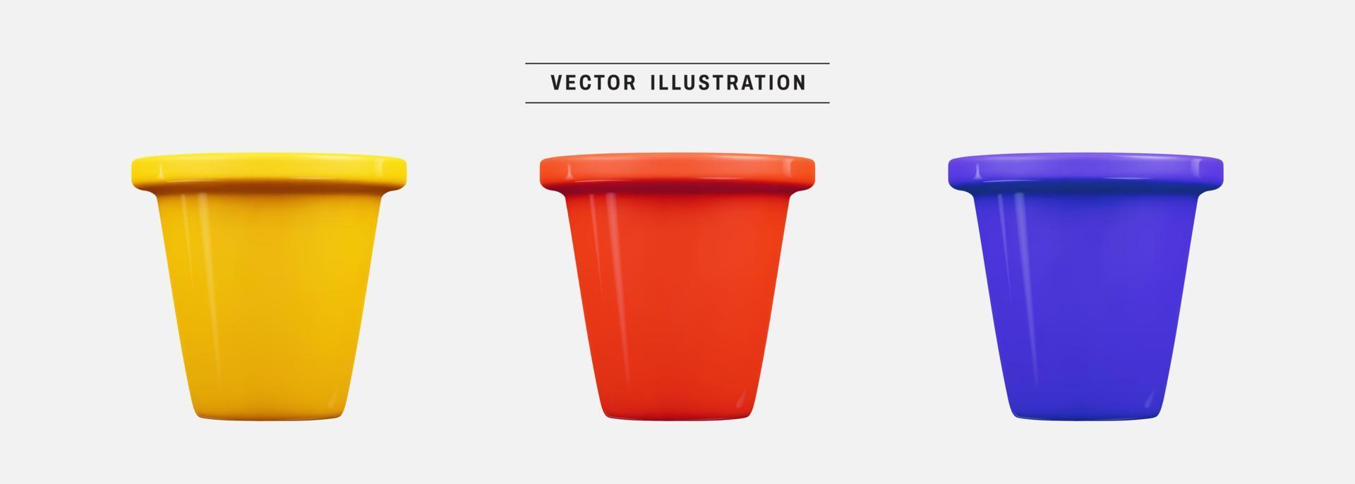 Flower pot 3d icon render. realistic design elements collection. vector illustration in cartoon minimal style