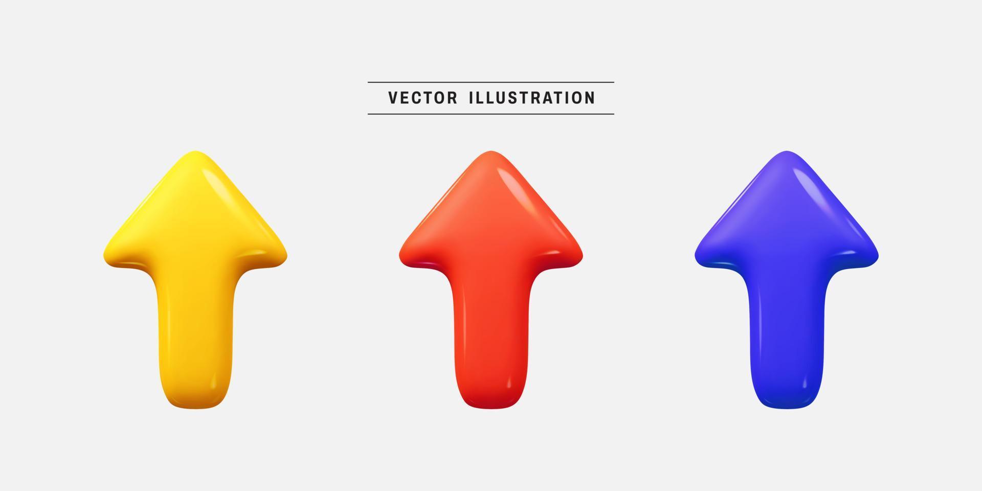 Colorful arrows 3d icon set. realistic design elements collection. vector illustration in cartoon minimal style