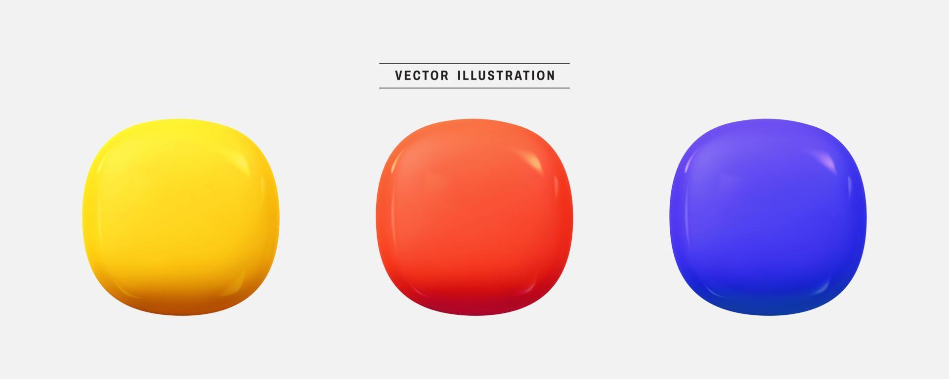 Rounded square button 3d icon render. realistic design elements collection. vector illustration in cartoon minimal style