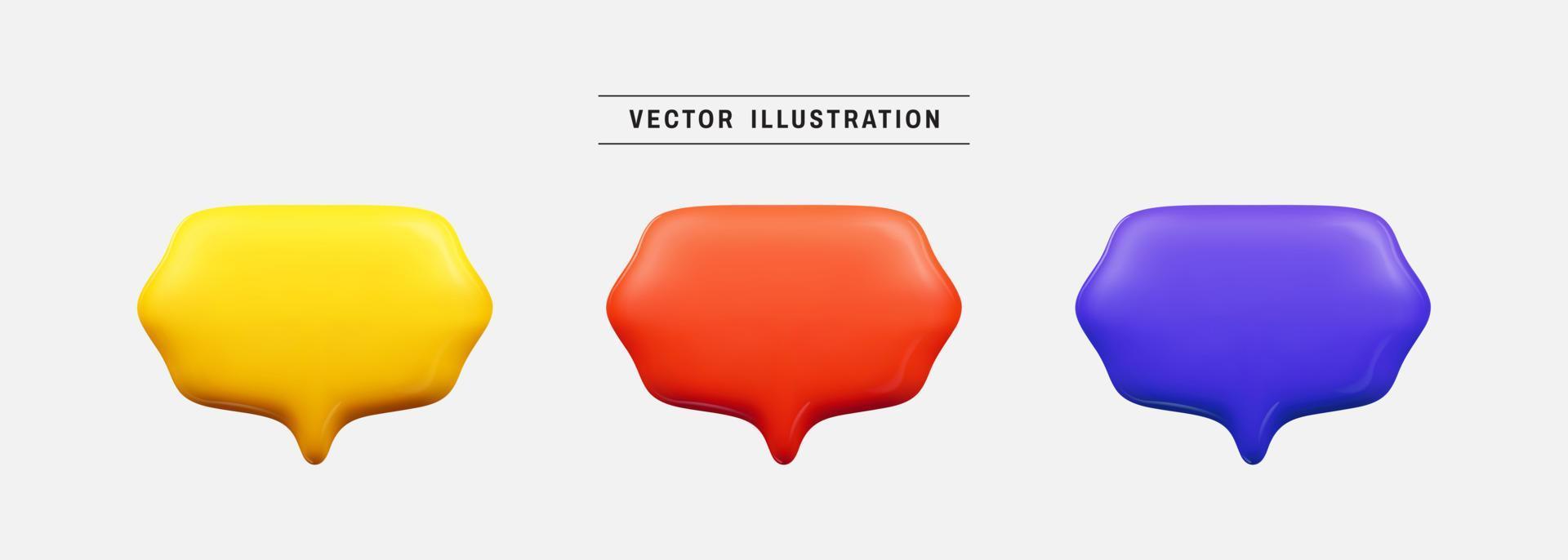 Speech bubble 3d icon set. realistic design elements collection. vector illustration in cartoon minimal style