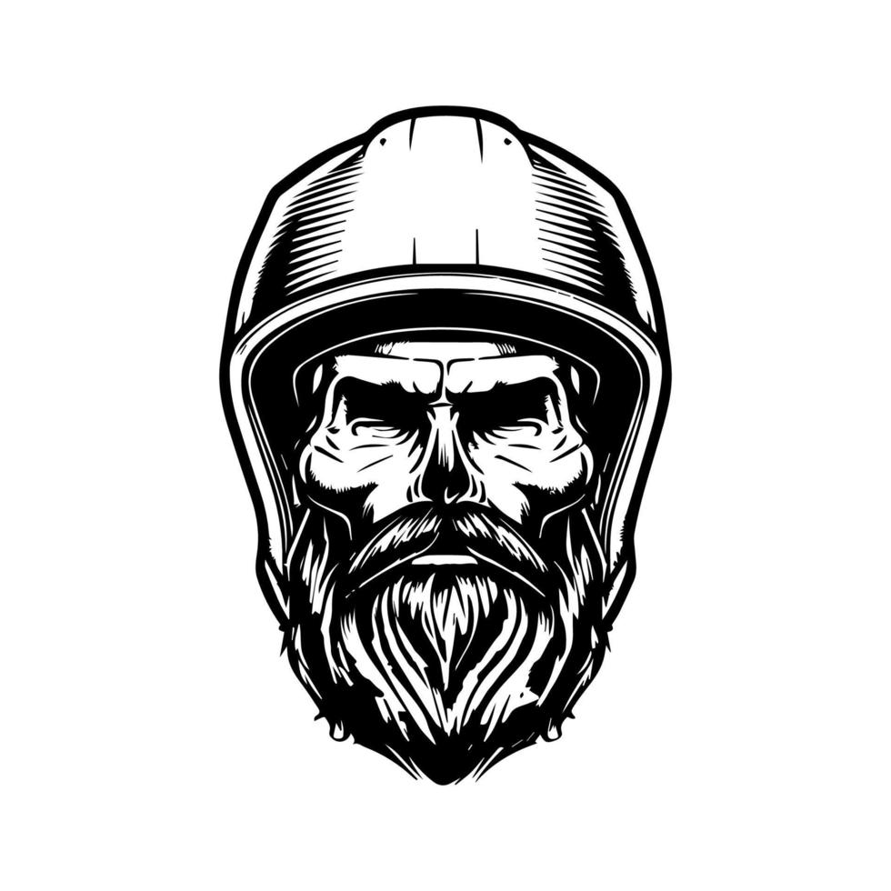 Edgy and stylish Hand drawn line art illustration of a chicano skull biker wearing a helmet, showcasing a unique fusion of tough and sophisticated vector