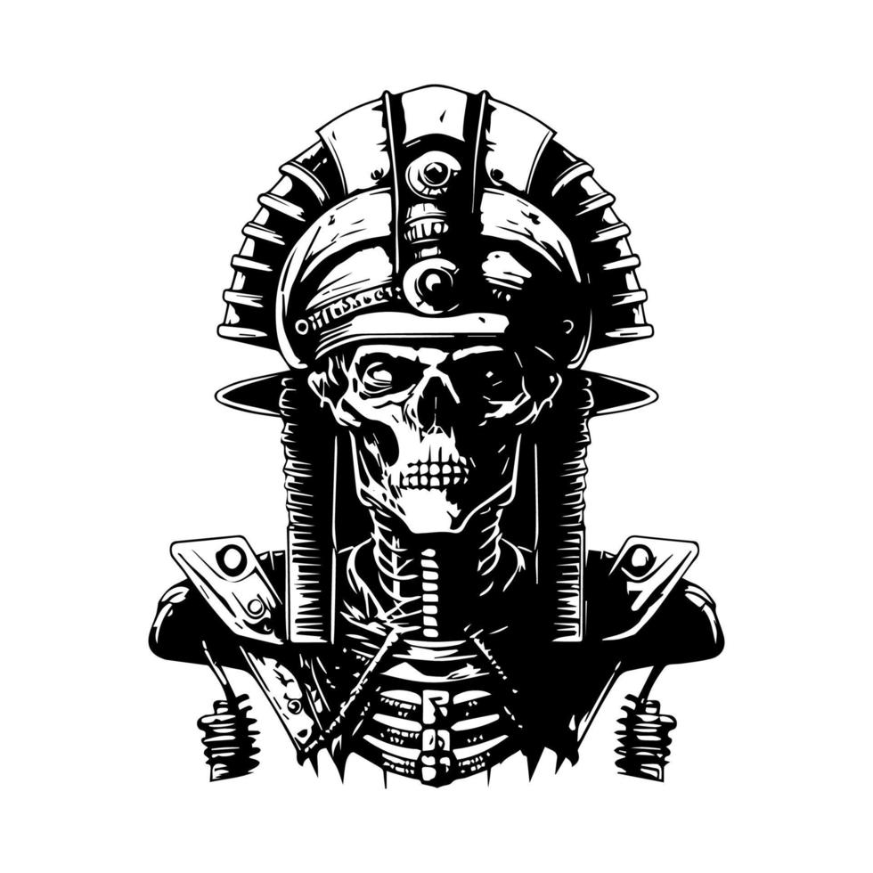 Enigmatic and haunting Hand drawn line art illustration of an Egypt mummy, evoking a sense of mystery and ancient history vector