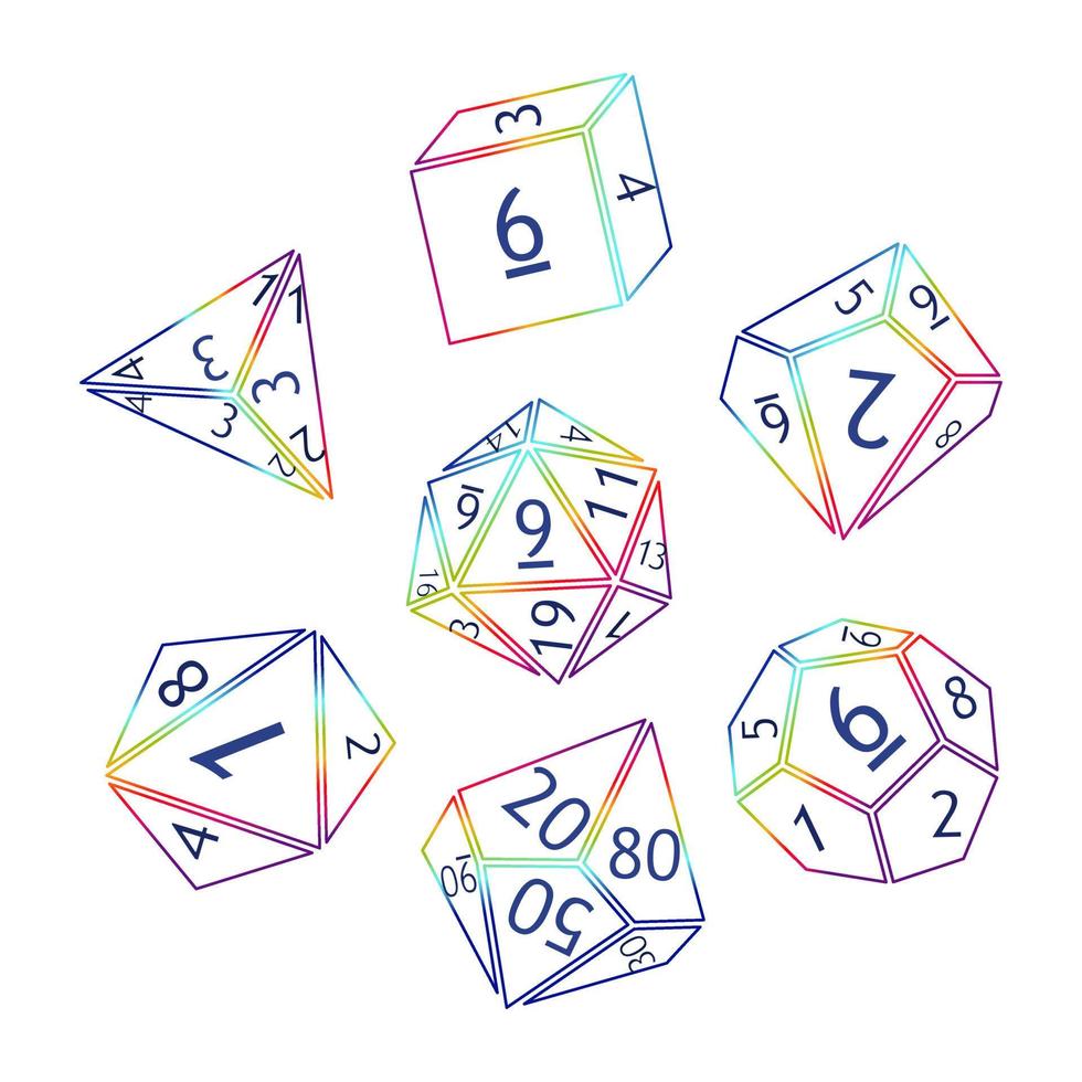 Set of dnd dice rpg tabletop games vector illustration