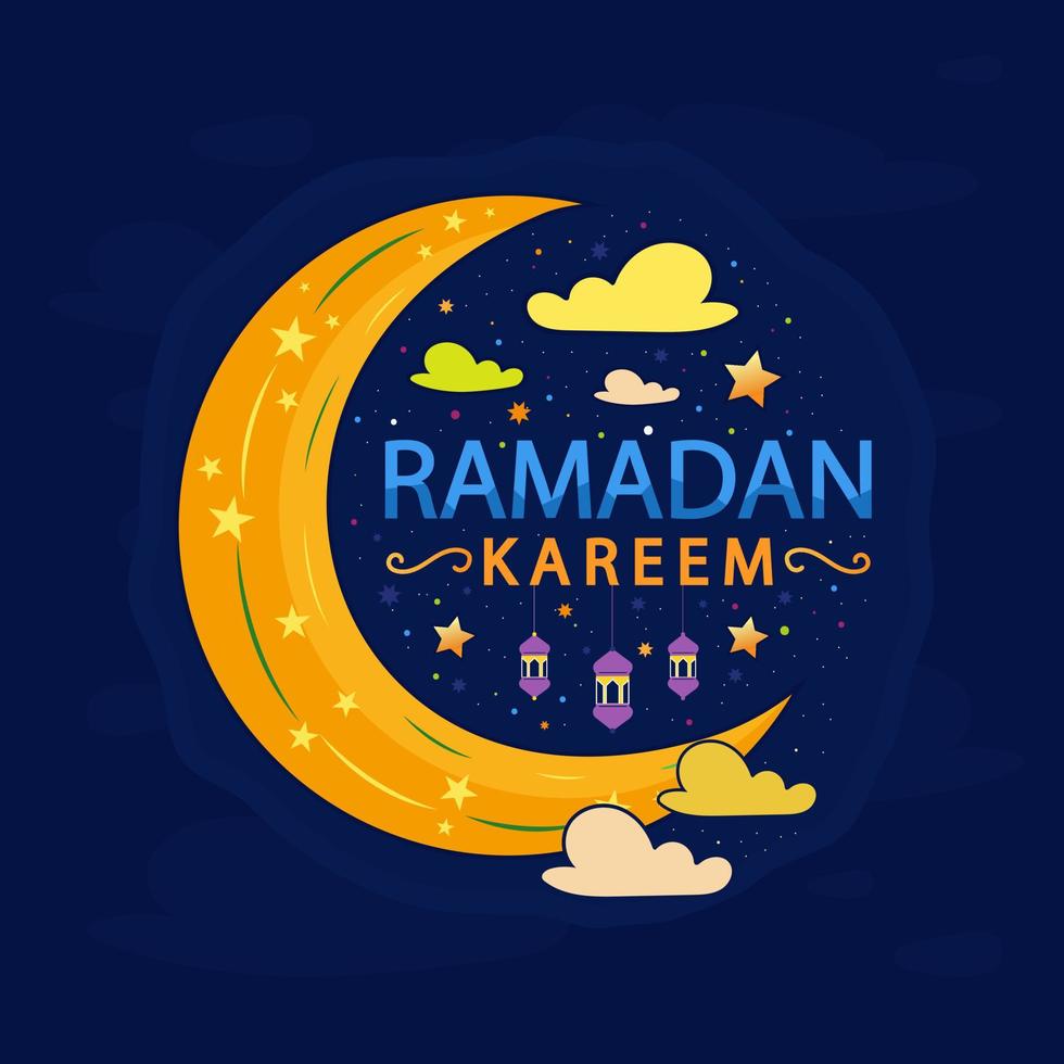 Hand drawn Ramadan kareem illustration for the celebration of holy month Ramadan kareem vector