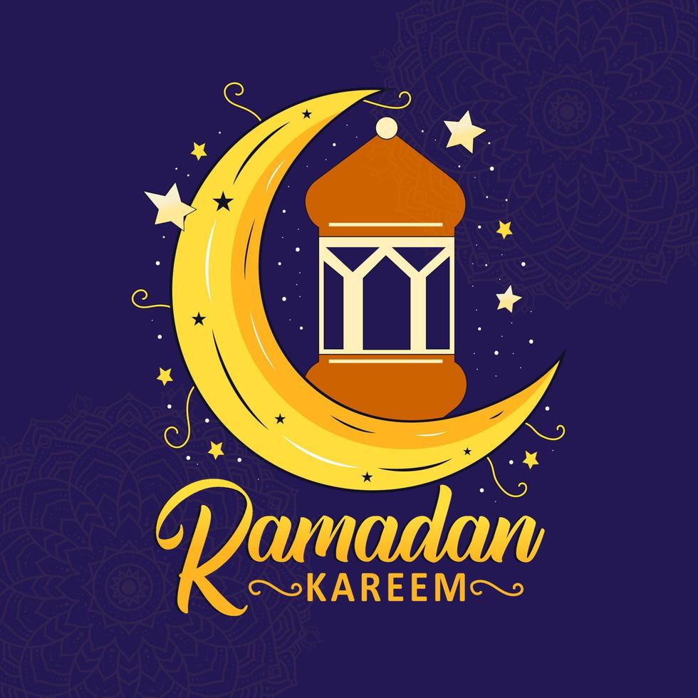 Hand drawn ramadan kareem illustration for the celebration of holy month Ramadan kareem vector