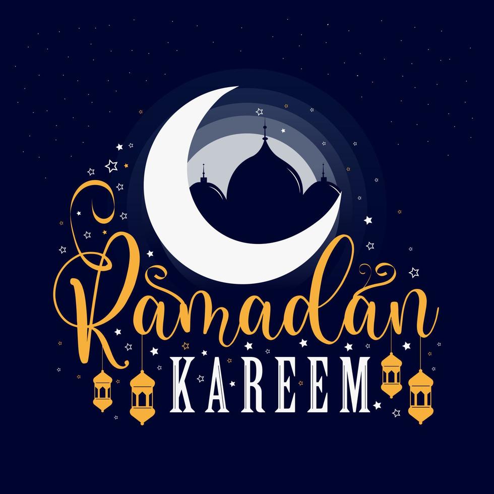 Ramadan Kareem arabic lamp design card. Greeting background decorative ornament for vector illustration, poster and banner.