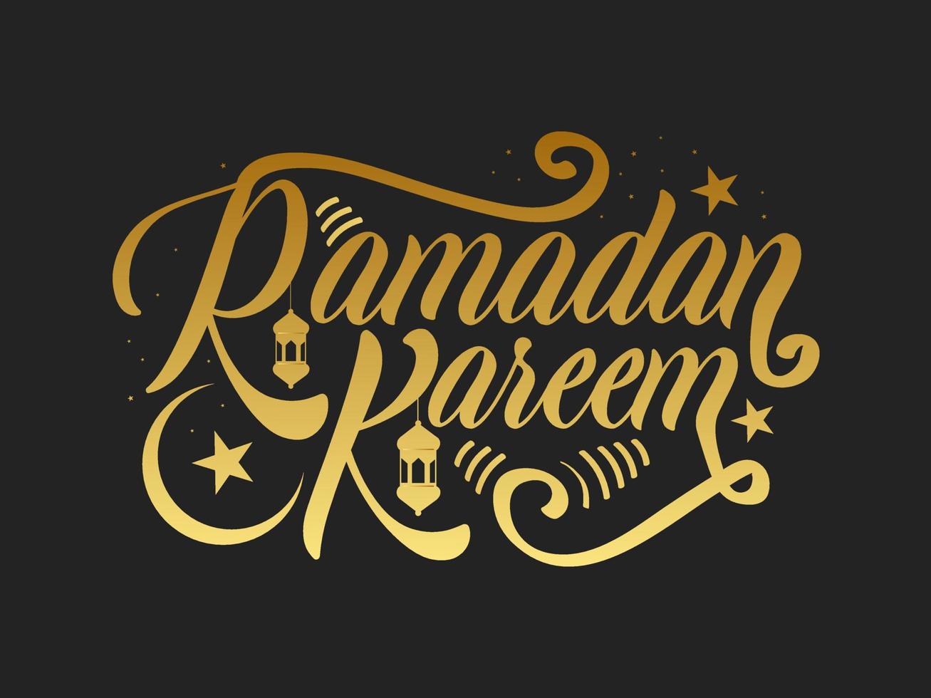 Ramadan Kareem typography. Vector calligraphy illustration. Handwritten greeting card, invitation etc.