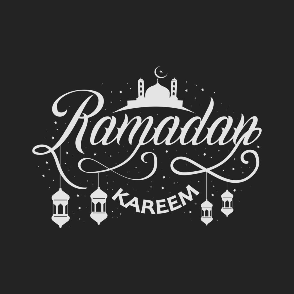 Ramadan Kareem typography. Vector calligraphy illustration. Handwritten greeting card, invitation etc.