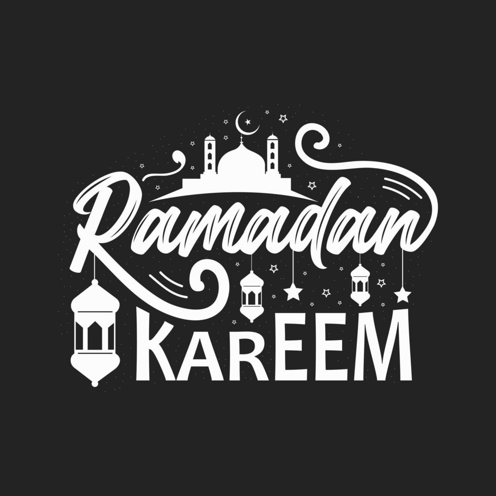 Ramadan Kareem typography. Vector calligraphy illustration. Handwritten greeting card, invitation etc.