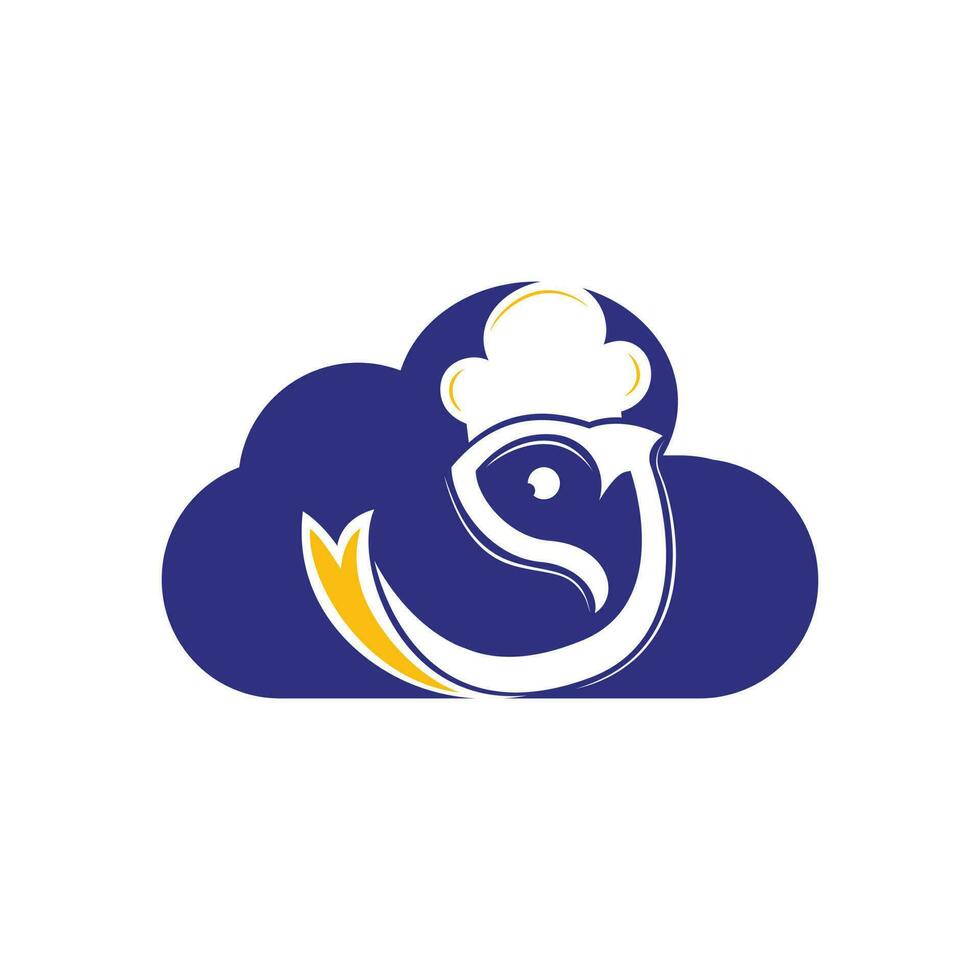 Chef fish vector logo design template. Seafood logo vector.