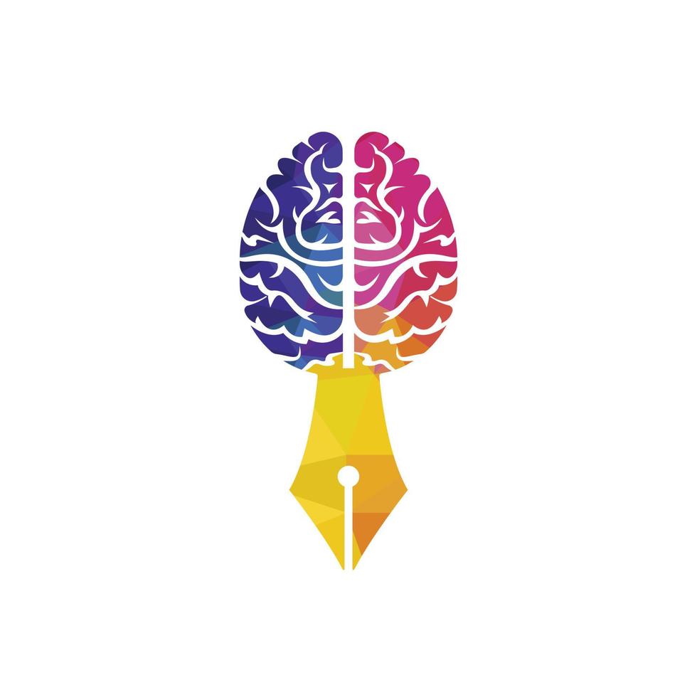 Brain pen vector logo design template. Smart creative education logo concept.