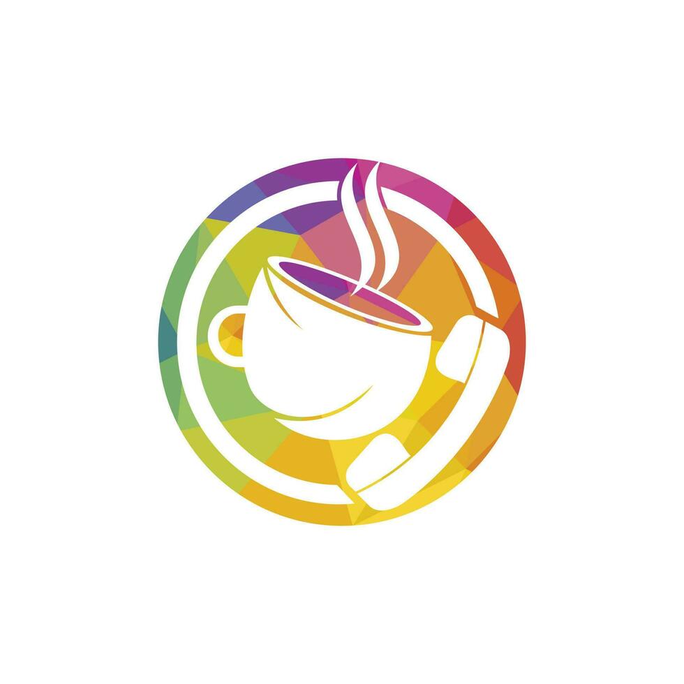 diseño de logotipo de vector de llamada de café. icono de auricular y taza.