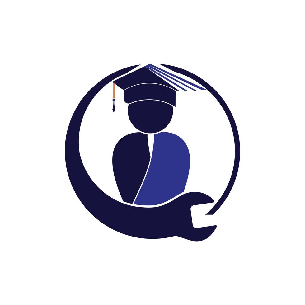 Education logo design inspiration. Wrench with student logo design. vector