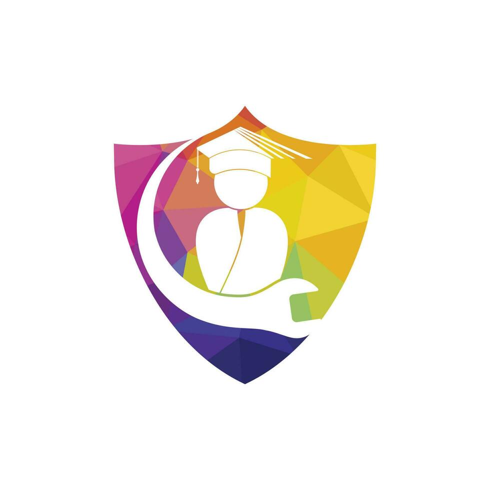 Education logo design inspiration. Wrench with student logo design. vector