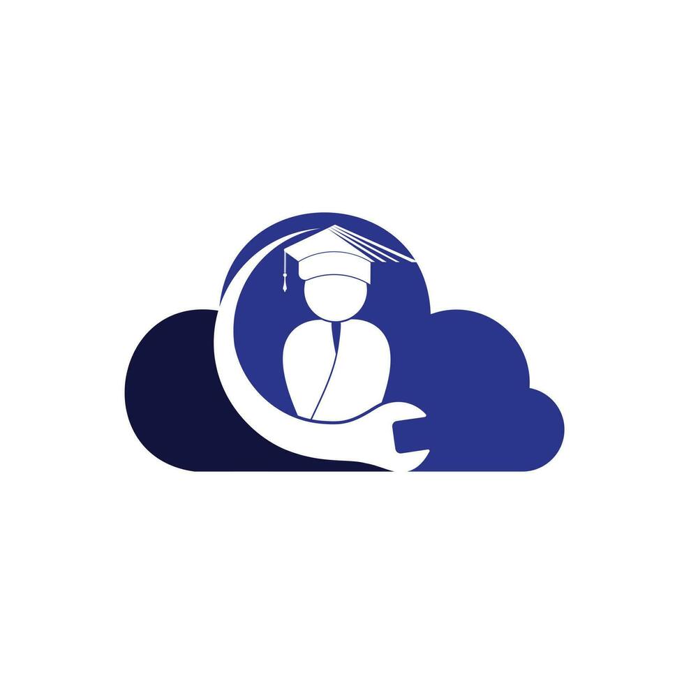 Education logo design inspiration. Wrench with student logo design. vector