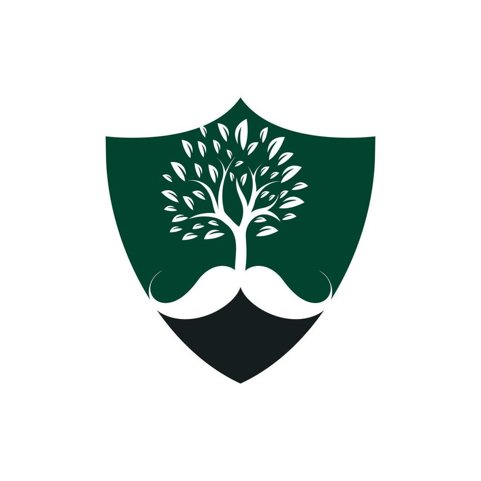 Mustache tree vector logo design template.