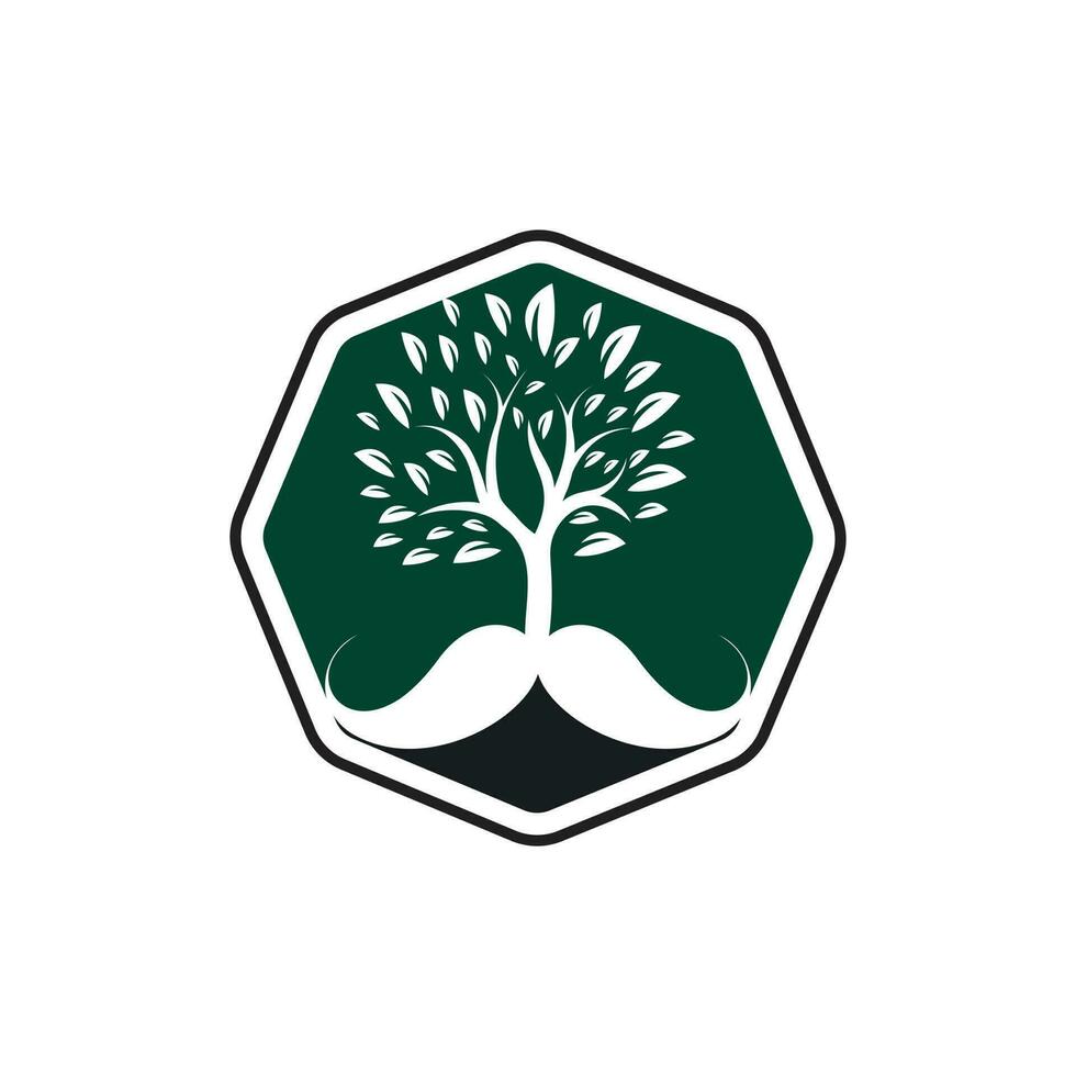 Mustache tree vector logo design template.