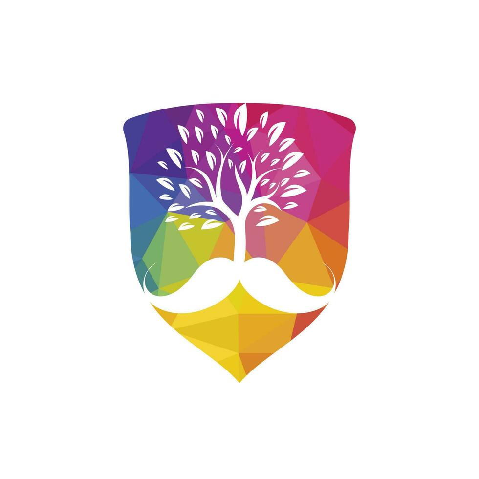 Mustache tree vector logo design template.
