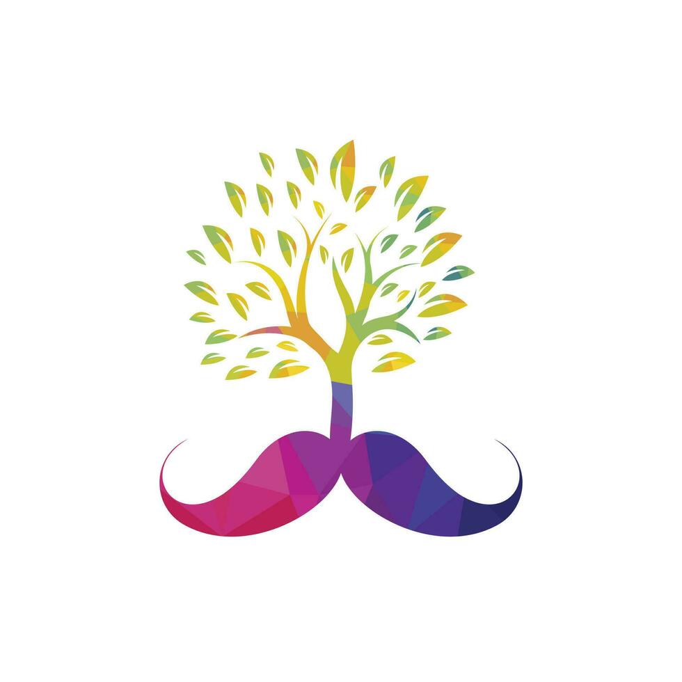 Mustache tree vector logo design template.