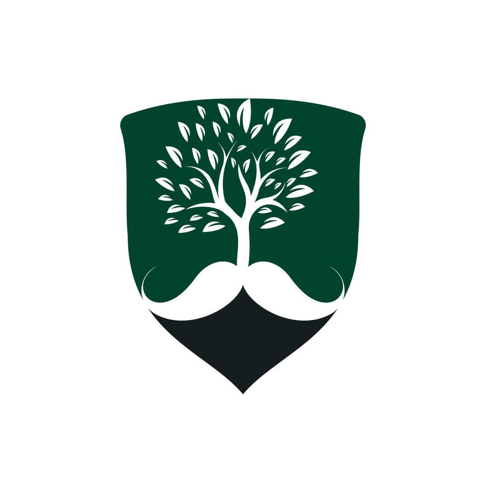 Mustache tree vector logo design template.