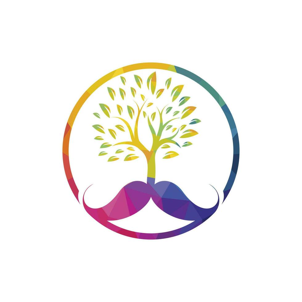 Mustache tree vector logo design template.