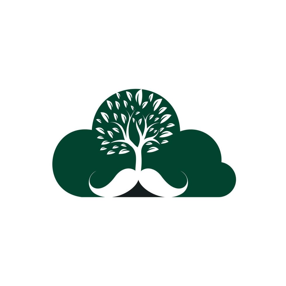 Mustache tree vector logo design template.