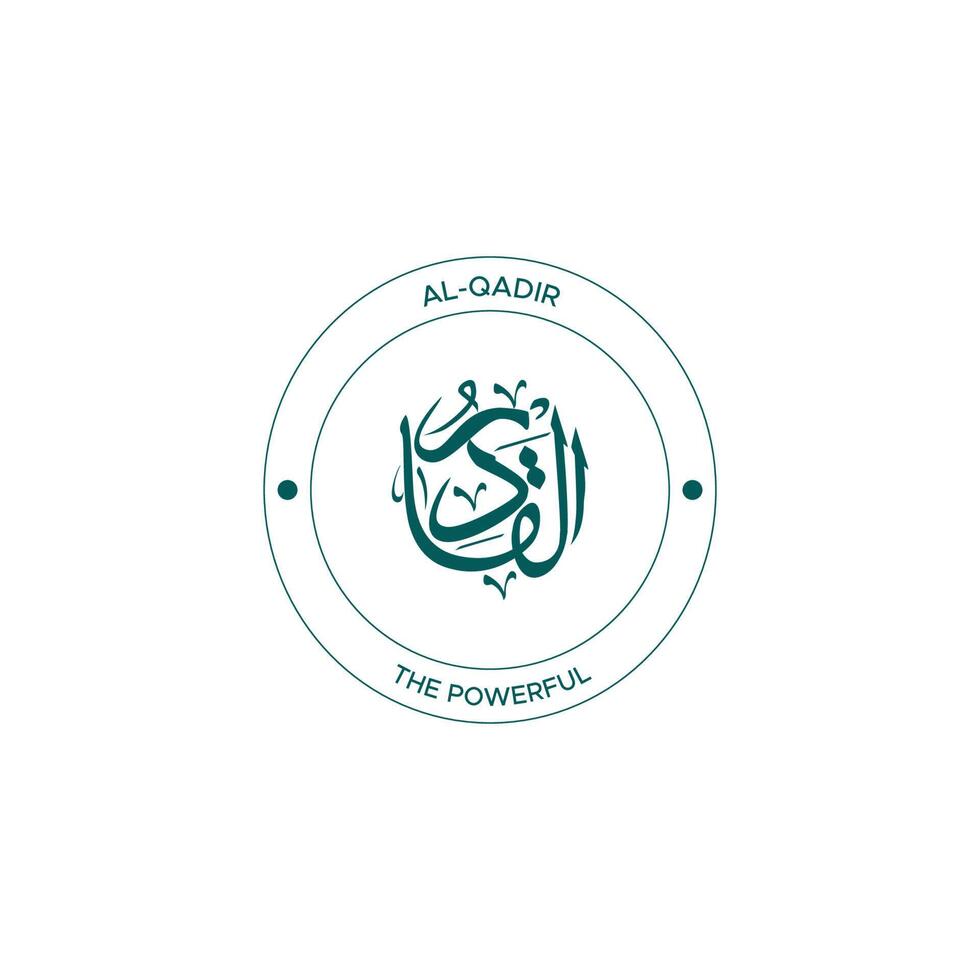 Allah's Name with meaning in Arabic Calligraphy Style vector