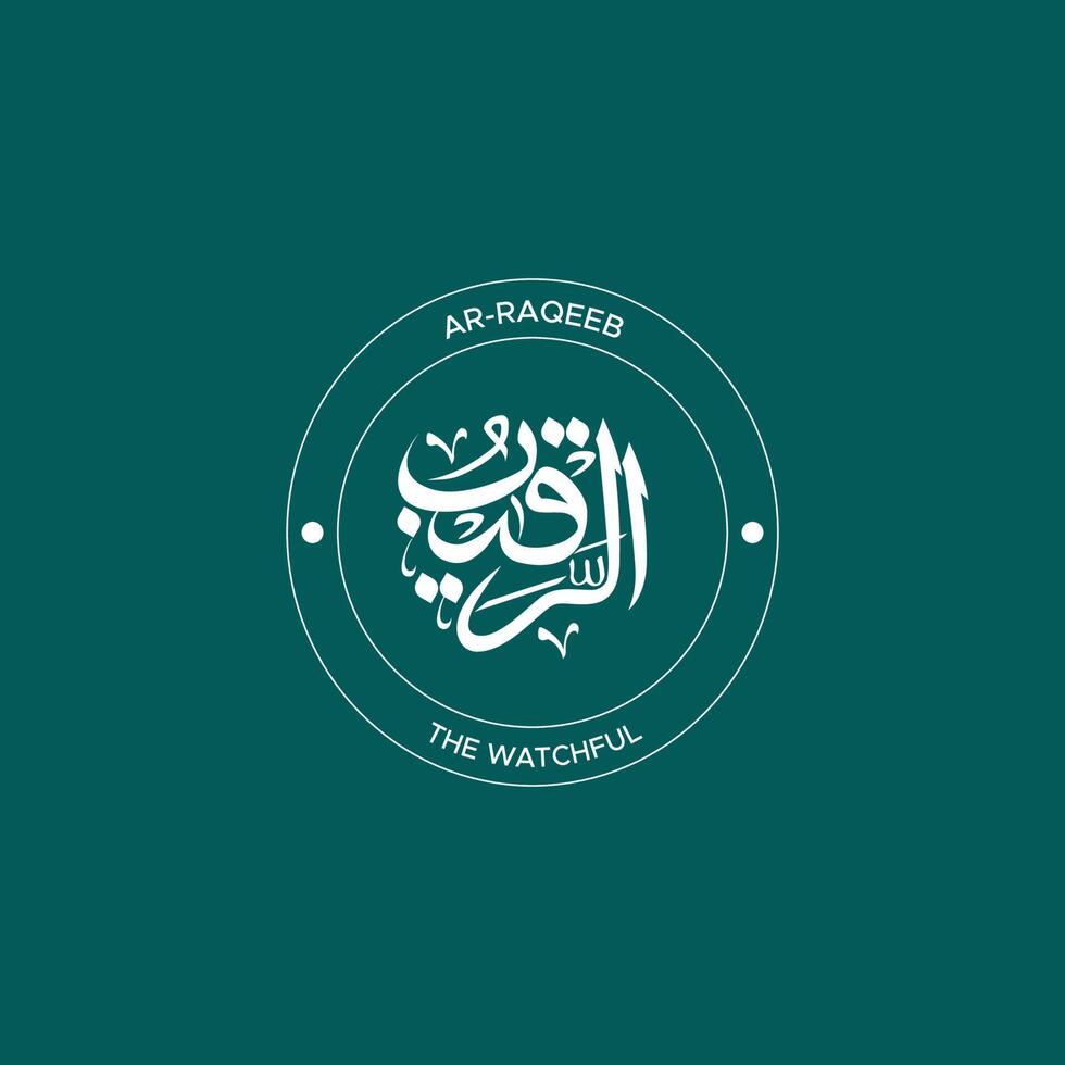 Allah's Name with meaning in Arabic Calligraphy Style vector