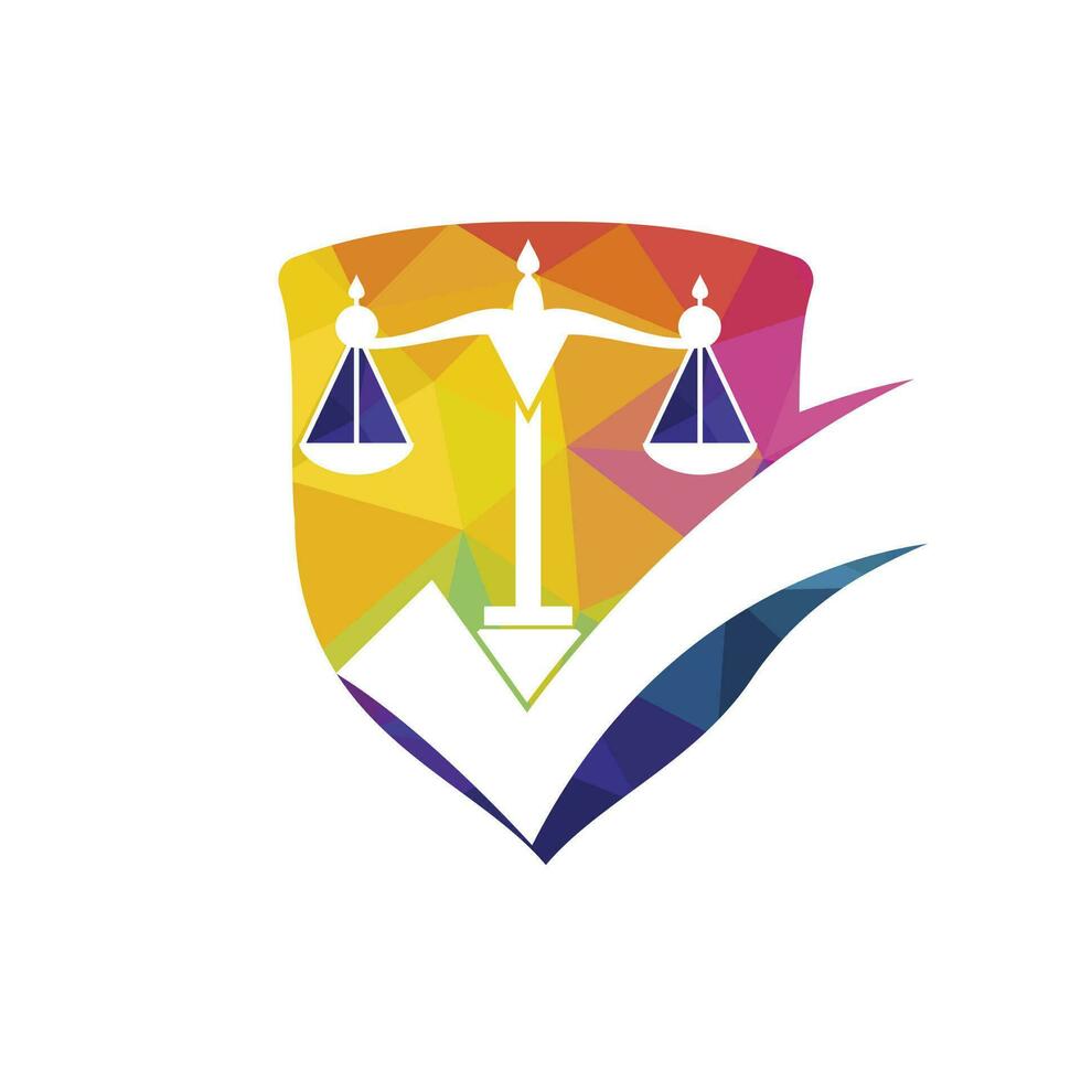 Law firm vector design. Law scale with check sign icon vector design.