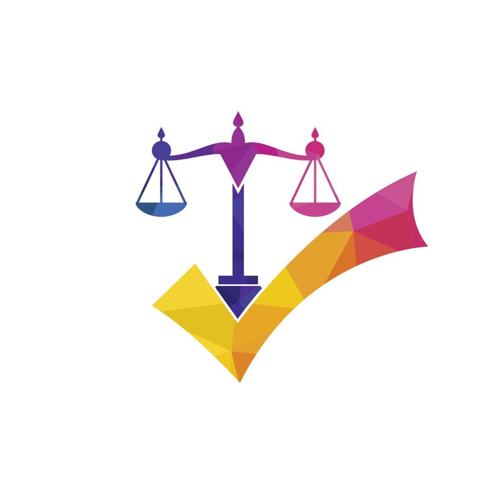 Law firm vector design. Law scale with check sign icon vector design.