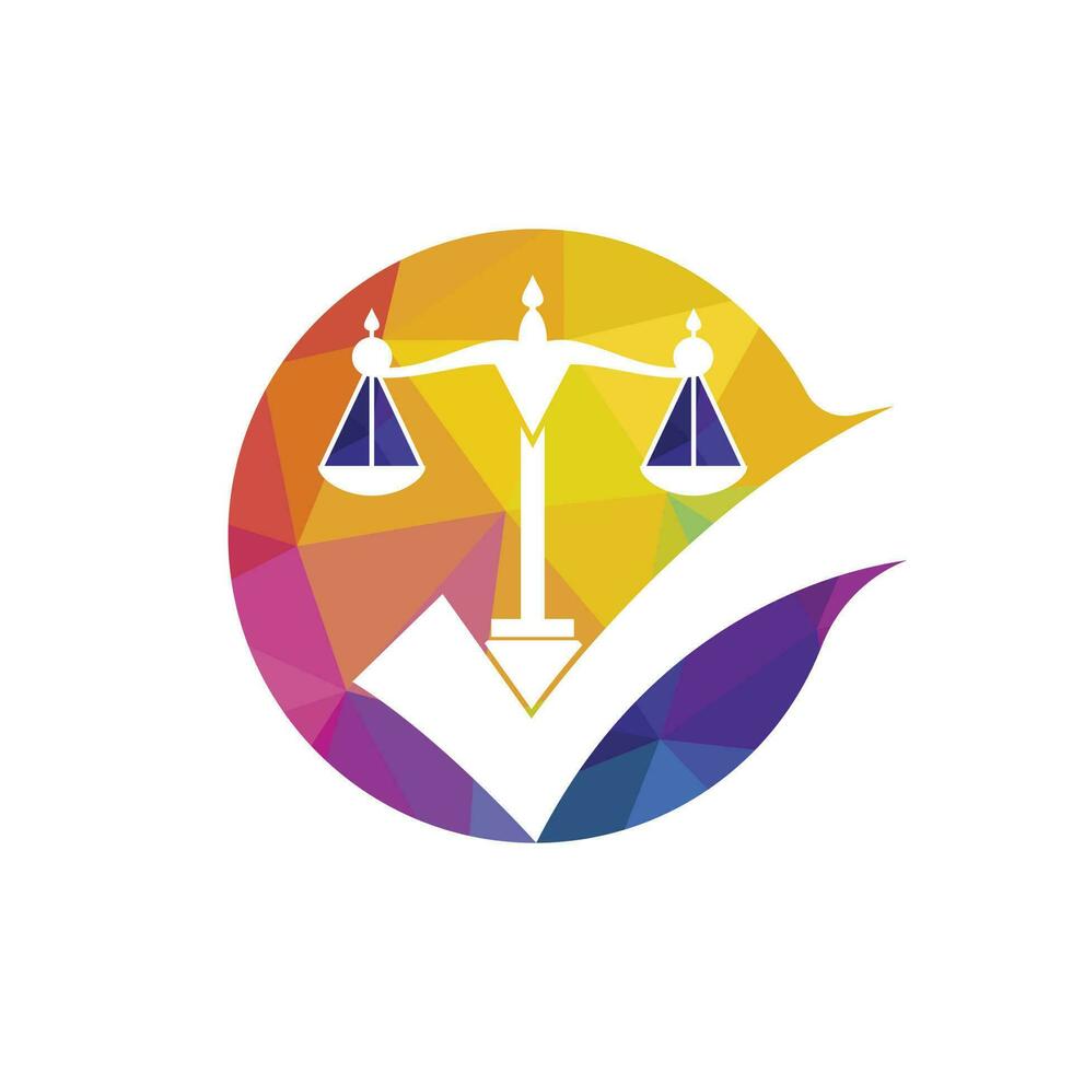 Law firm vector design. Law scale with check sign icon vector design.