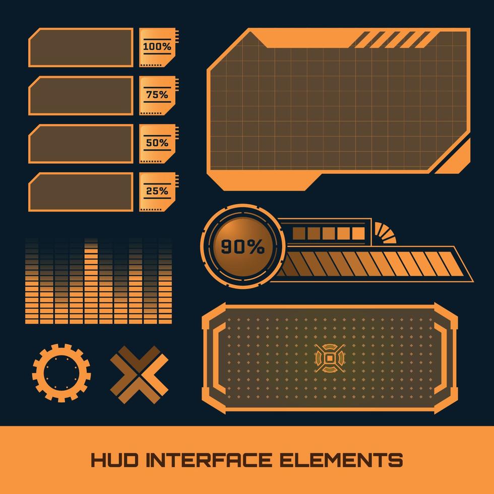 naranja hud tecnología interfaz elementos vector