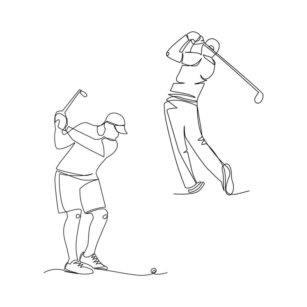 Golfer vector illustration drawn in line art style