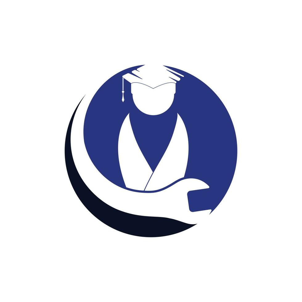 Education logo design inspiration. Wrench with student logo design. vector