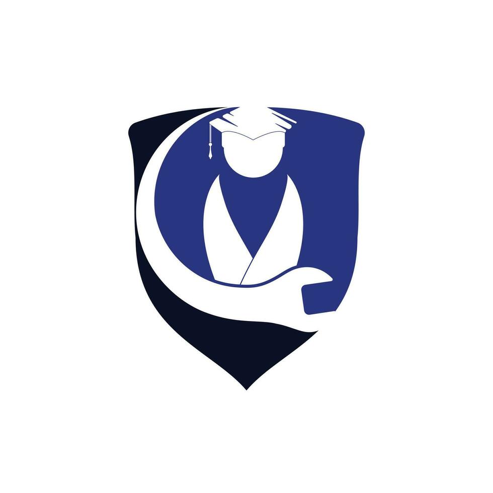 Education logo design inspiration. Wrench with student logo design. vector
