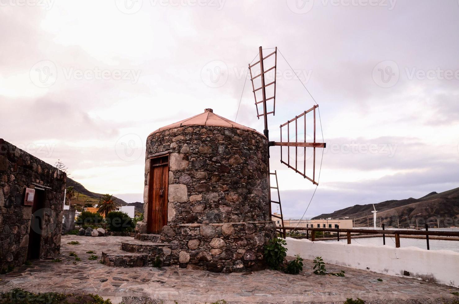 Stone windmill architecture photo
