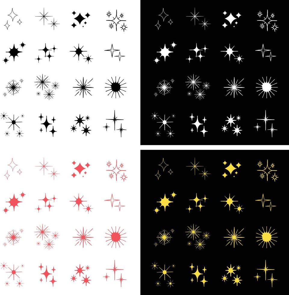 Collection of sparkling stars. Vector illustration for sticker, poster, art, decoration, poster, etc