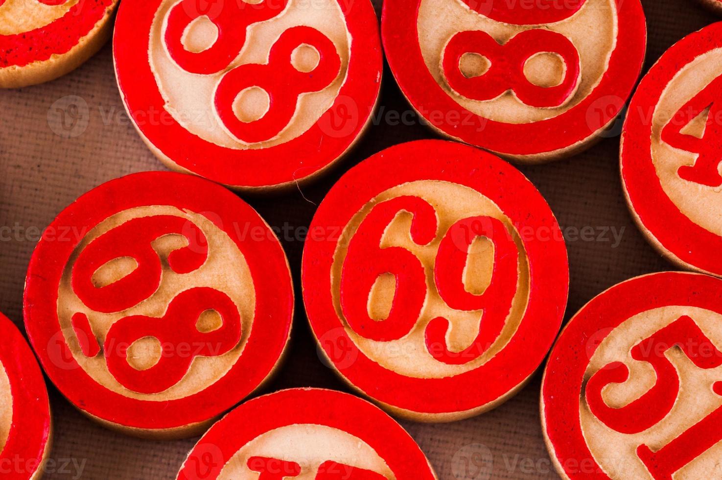 Carved red numbers photo