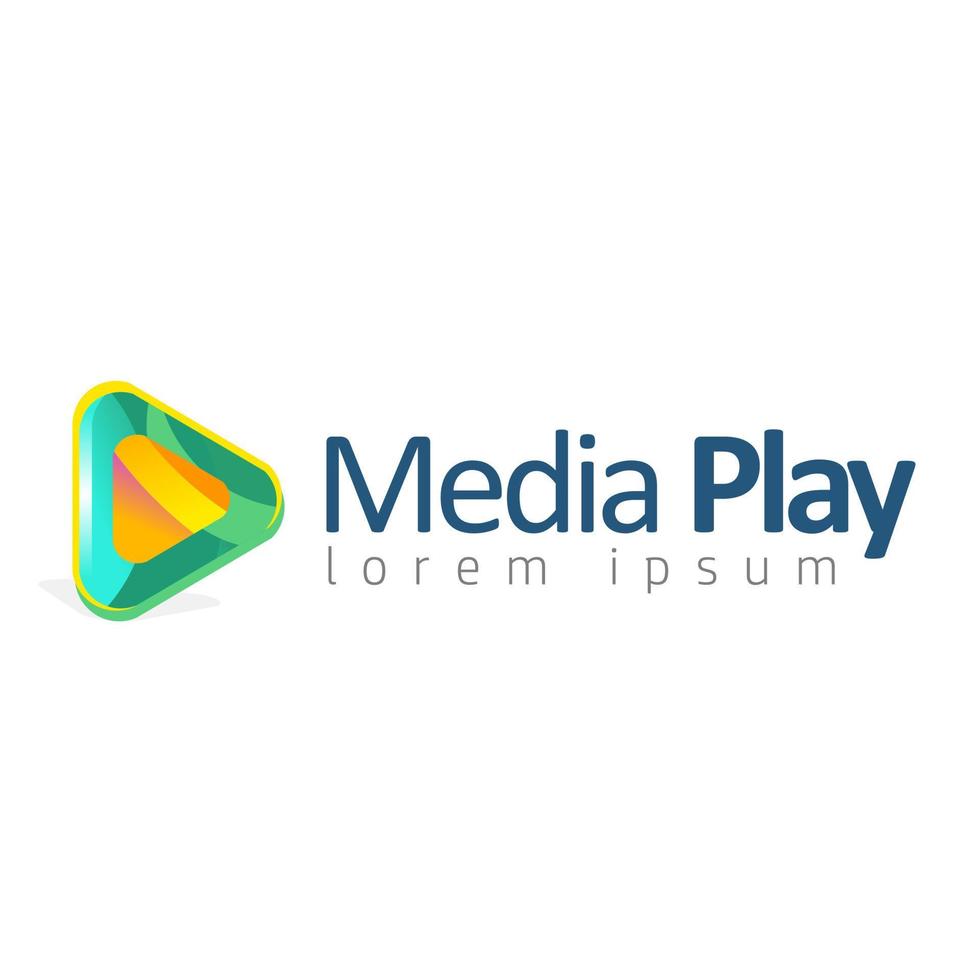 Abstract colored multimedia vector play logo.
