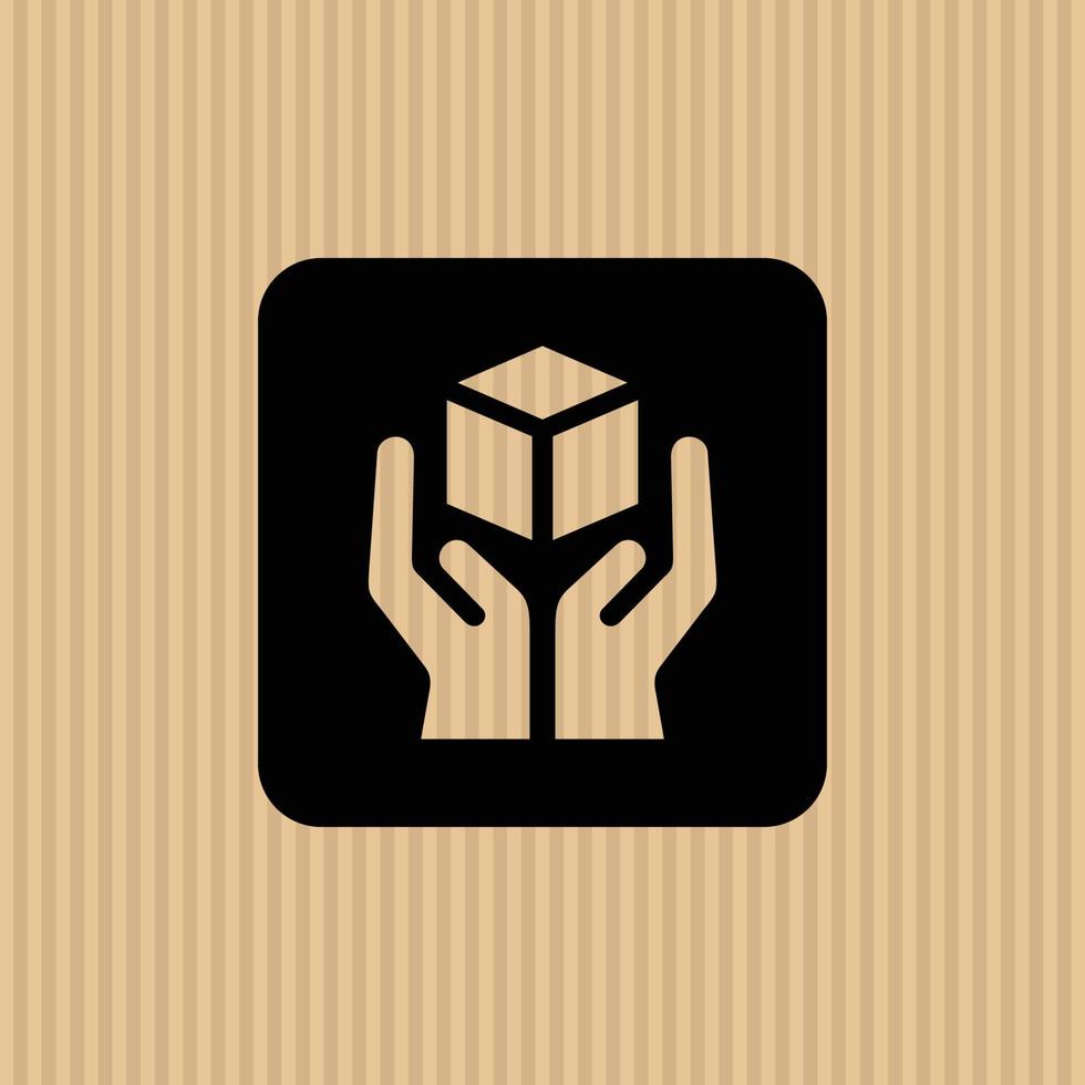 Handle with care simple flat icon vector illustration with cardboard texture background