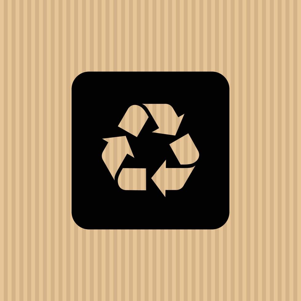 Ilustración de vector de icono plano simple reciclado con fondo de textura de cartón