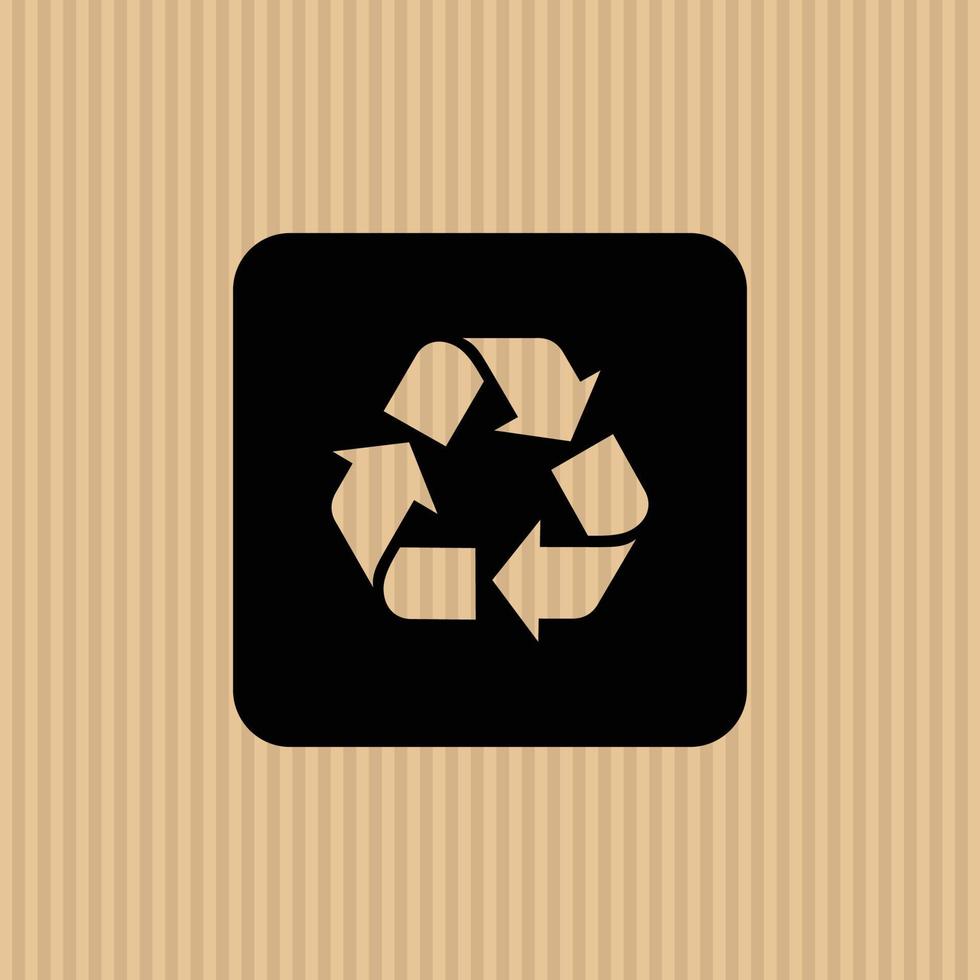 Recycled simple flat icon vector illustration with cardboard texture background