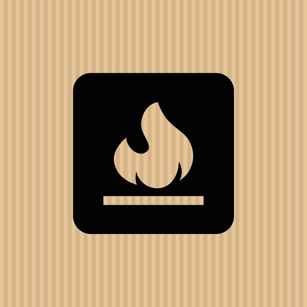 Flammable simple flat icon vector illustration with cardboard texture background