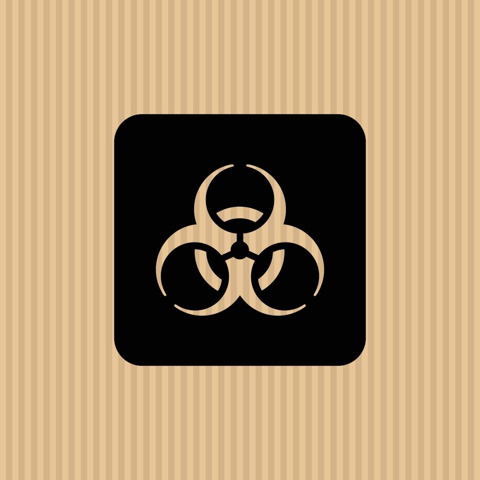 Biohazard simple flat icon vector illustration with cardboard texture background
