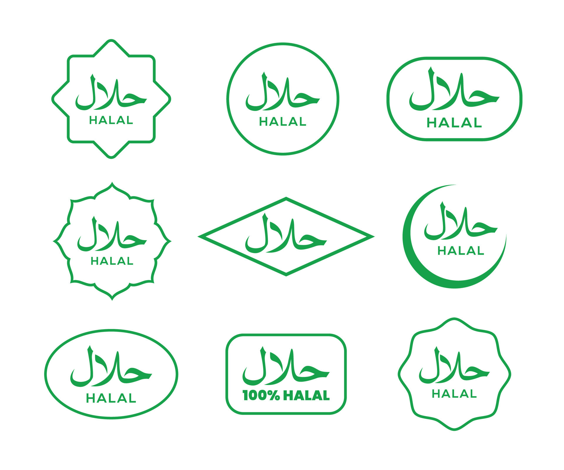 Halal Food Certified Icon Halal Food Labels Icon Halal Logo Icon 