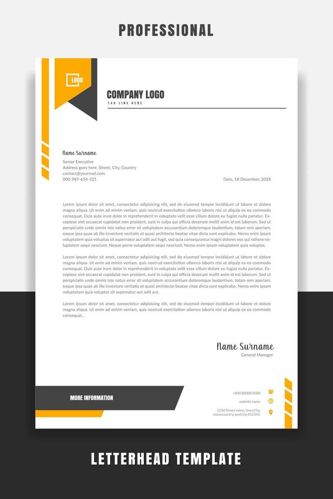 Professional and modern corporate letterhead template Premium vector