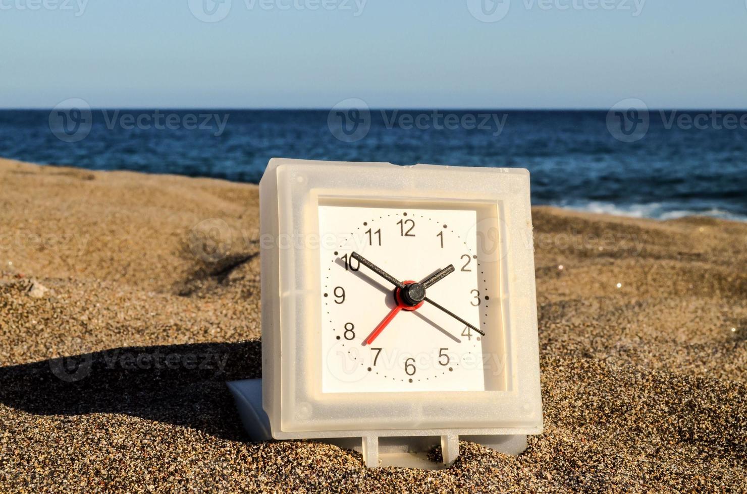 Clock in the sand photo